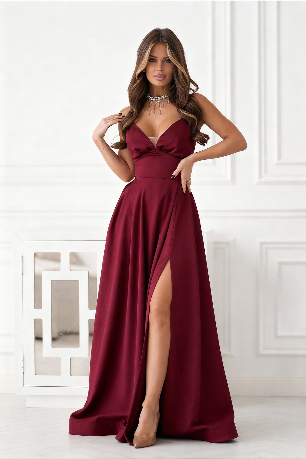  Long dress model 221608 Bicotone 
