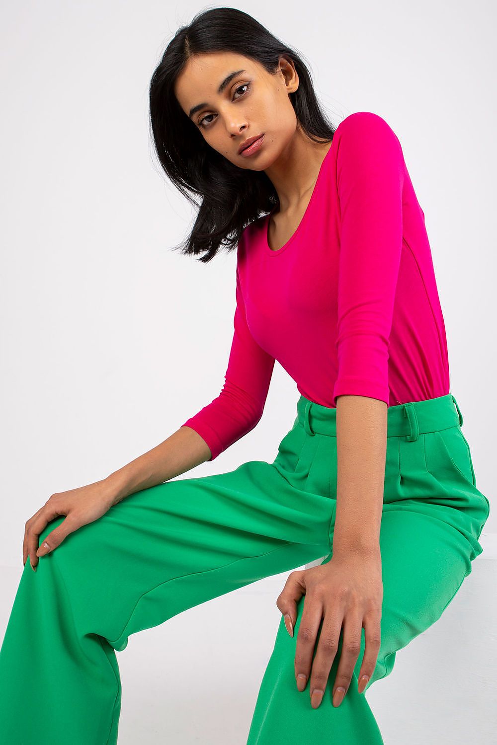 Women's Cotton Blouse - Solid Waist Length