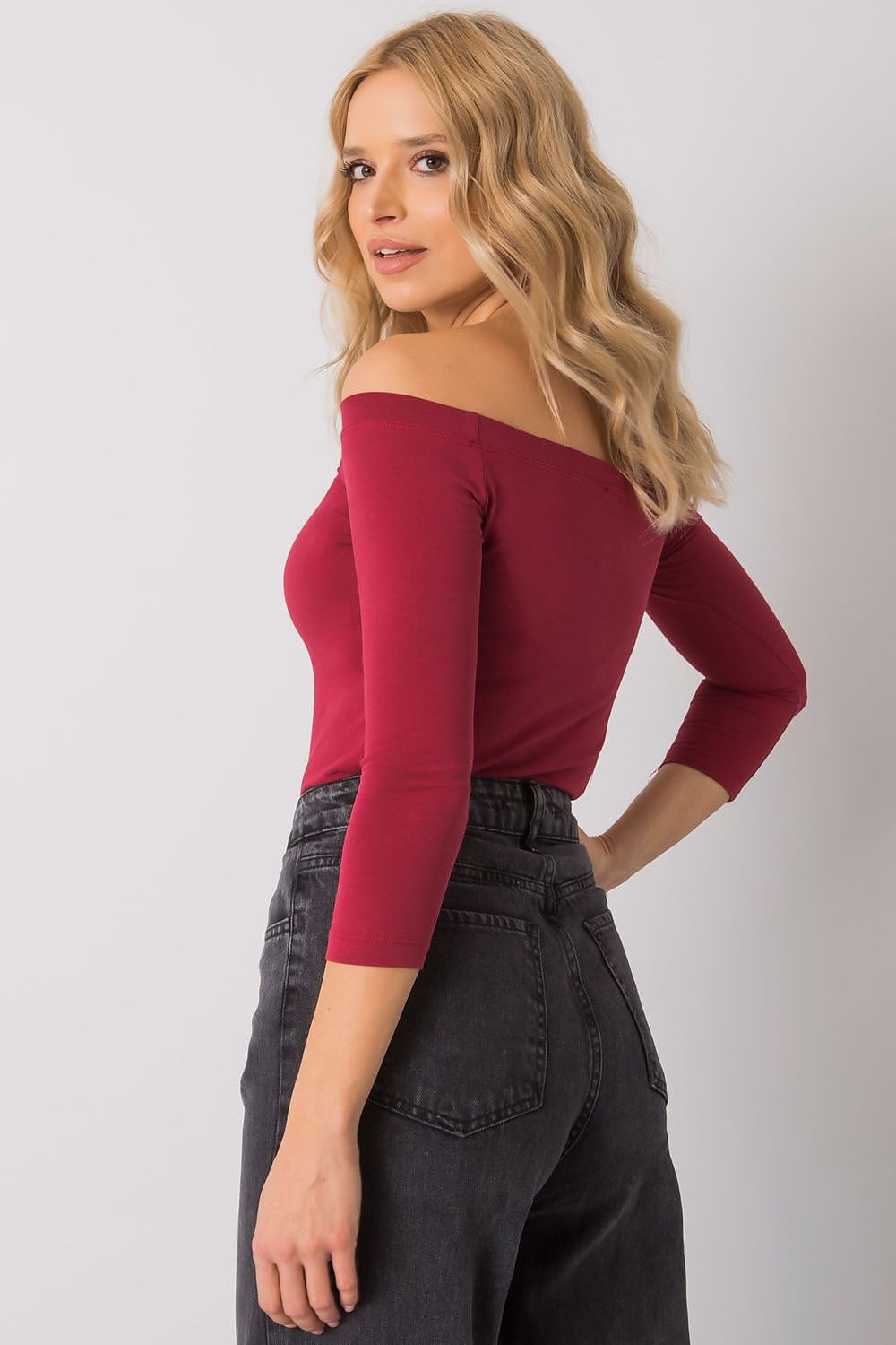 Women's Off-Shoulder Blouse - Solid Waist Length