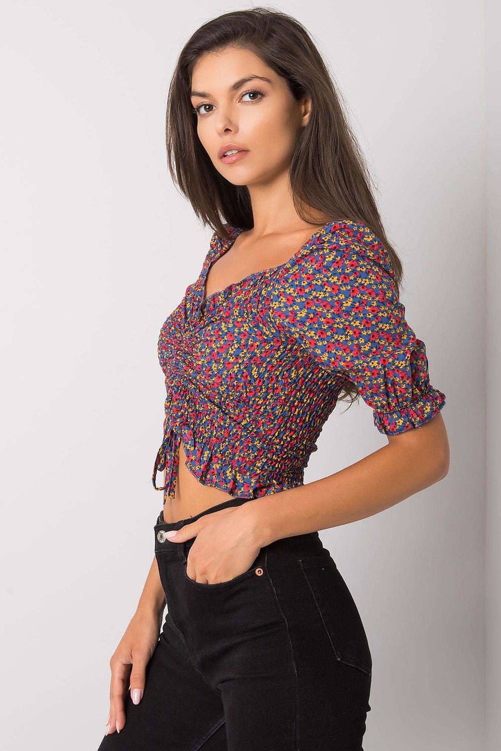 Women's Crop Blouse - Floral Cropped Length