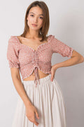 Women's Crop Blouse - Polka Dots Cropped Length