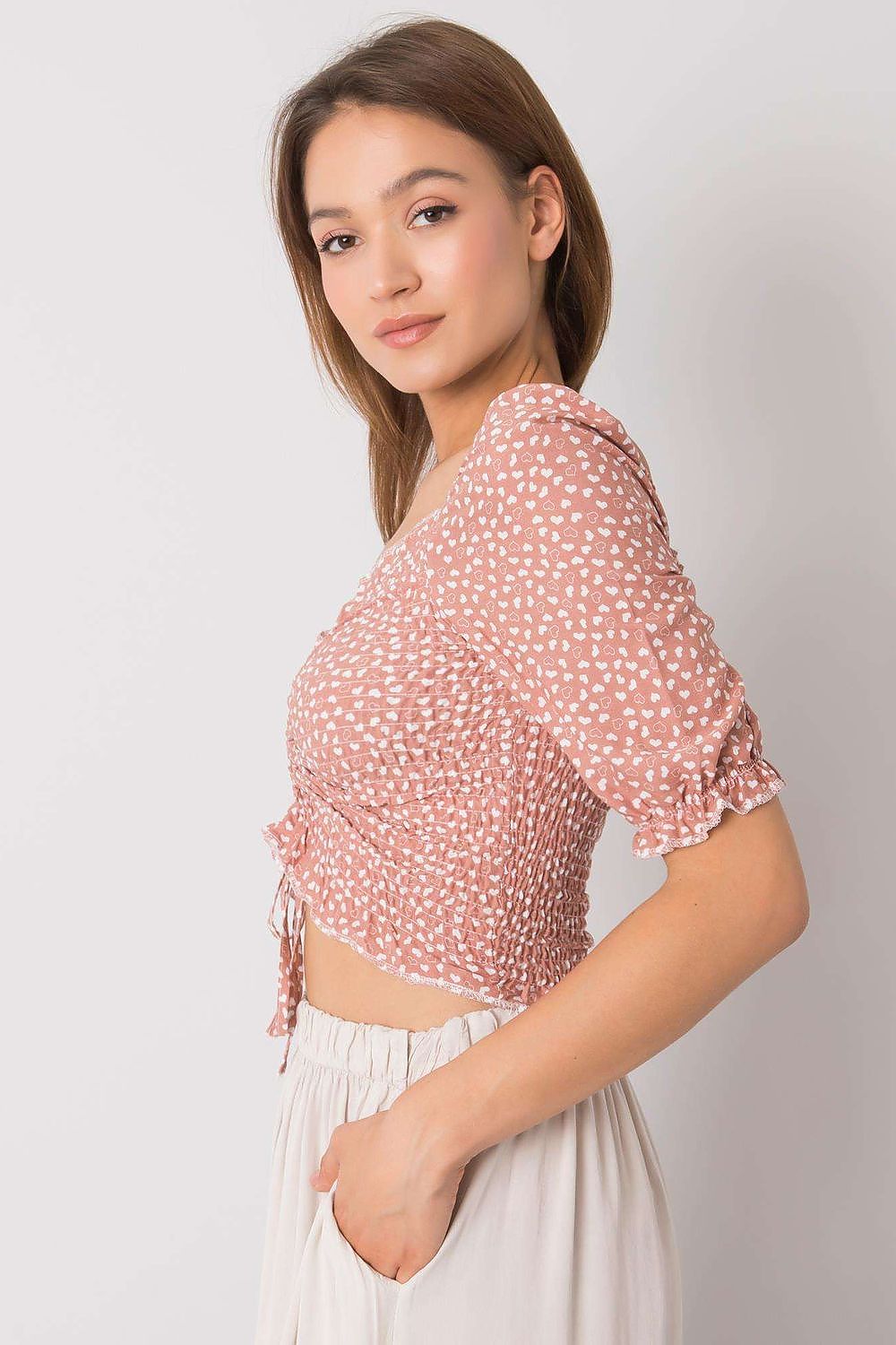 Women's Crop Blouse - Polka Dots Cropped Length