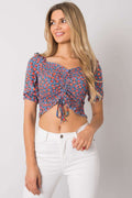 Women's Crop Blouse - Floral Cropped Length
