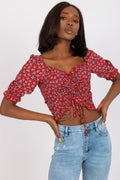 Women's Crop Blouse - Floral Cropped Length