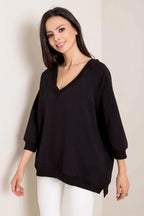 Women's Sweatshirt - V-Neck With Oversized Fit