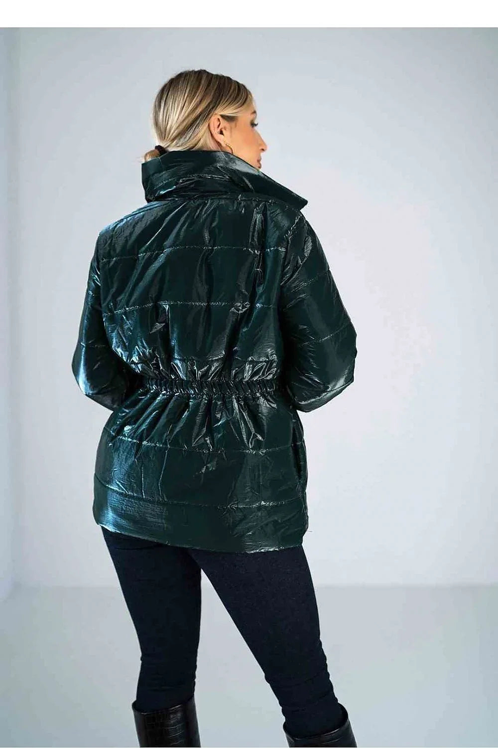 Women's Quilted Jacket, Puffer Jacket - Insulated Chic, Casual - Green