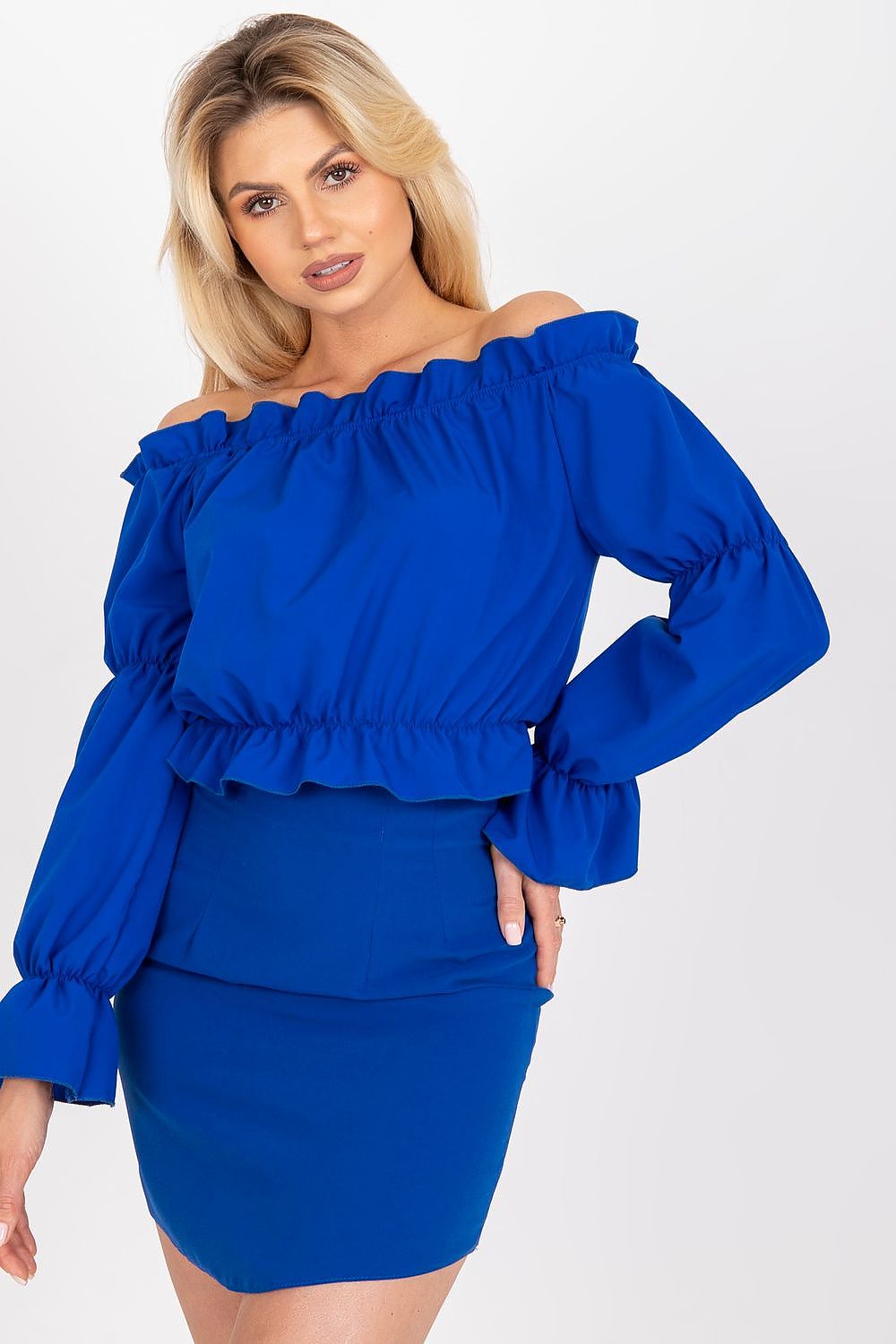 Women's Off-Shoulder Blouse - Solid Waist Length