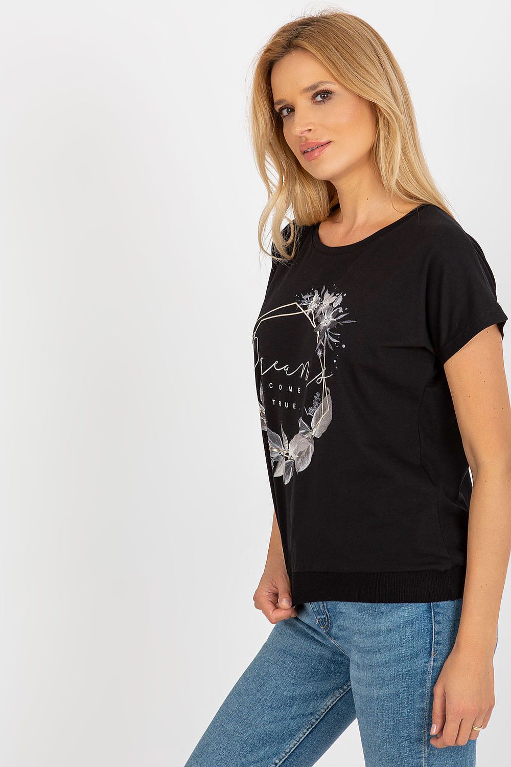 Women's Casual Blouse - Floral, Logo Hip Length