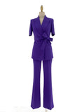Elegant, Chic, Professional Women's Pant Suit - Solid Single-Breasted
