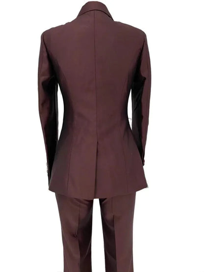 Double-Breasted Flared Pant Suit - Two-Piece Women Suit -Guocali