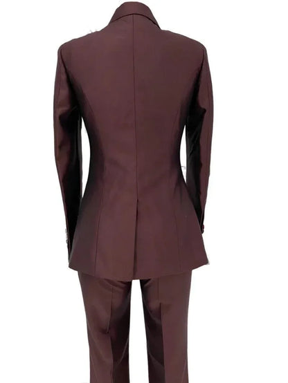 Double-Breasted Flared Pant Suit - Two-Piece Women Suit -Guocali