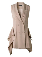 Double-Breasted Irregular Flounced Edge Dress -Guocali