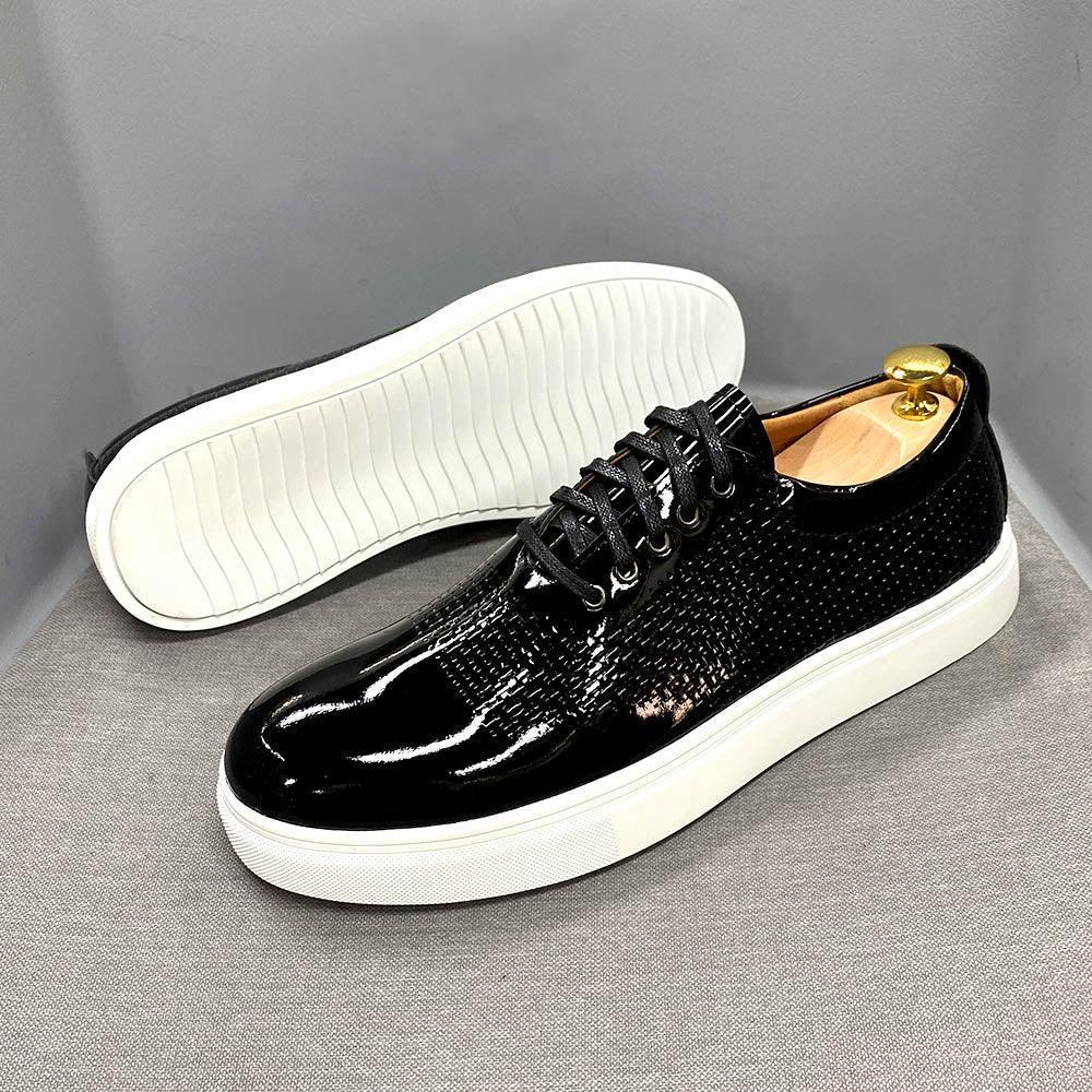 Dress Shoes - Beckett Glossy Leather Sneakers - Dress Shoes - Guocali