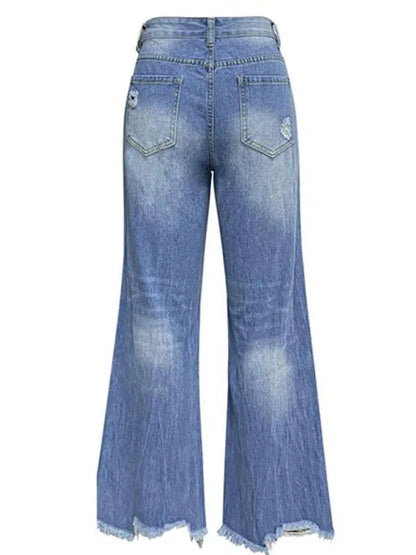 Edgy Women Jeans – High Rise Tassel Hem -Guocali