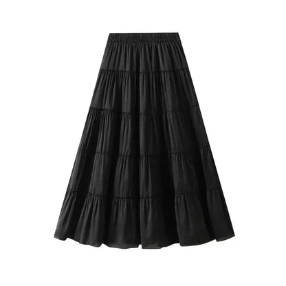 Elastic High-Waisted A-Line Skirt -Guocali