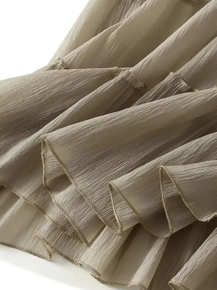 Elastic High-Waisted A-Line Skirt -Guocali