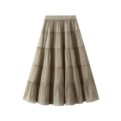Elastic High-Waisted A-Line Skirt -Guocali