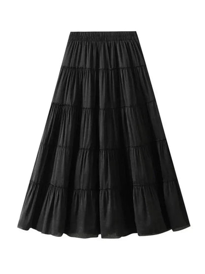 Elastic High-Waisted A-Line Skirt -Guocali