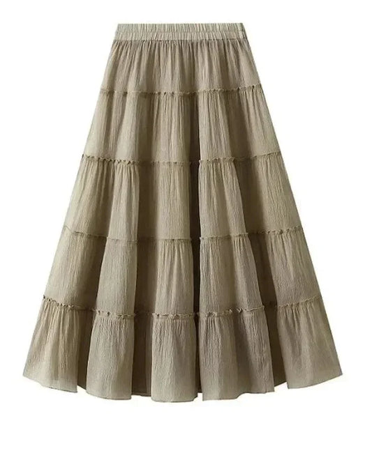 Elastic High-Waisted A-Line Skirt -Guocali