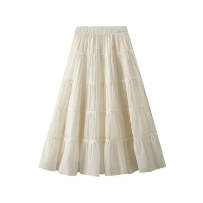 Elastic High-Waisted A-Line Skirt -Guocali