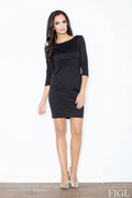 Elegant Boat Neck Day Dress