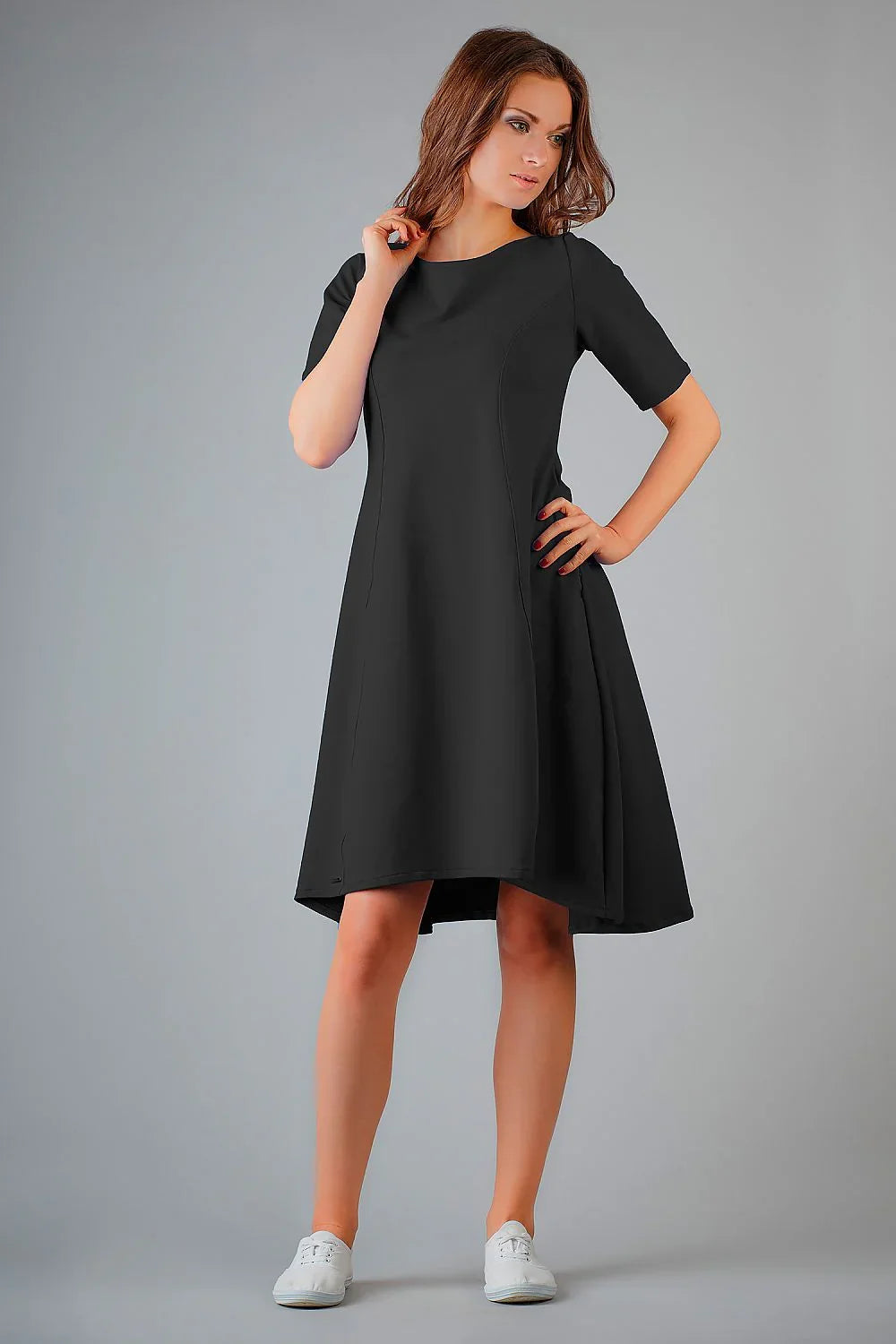 Elegant Boat Neck Short Sleeves Day Dress