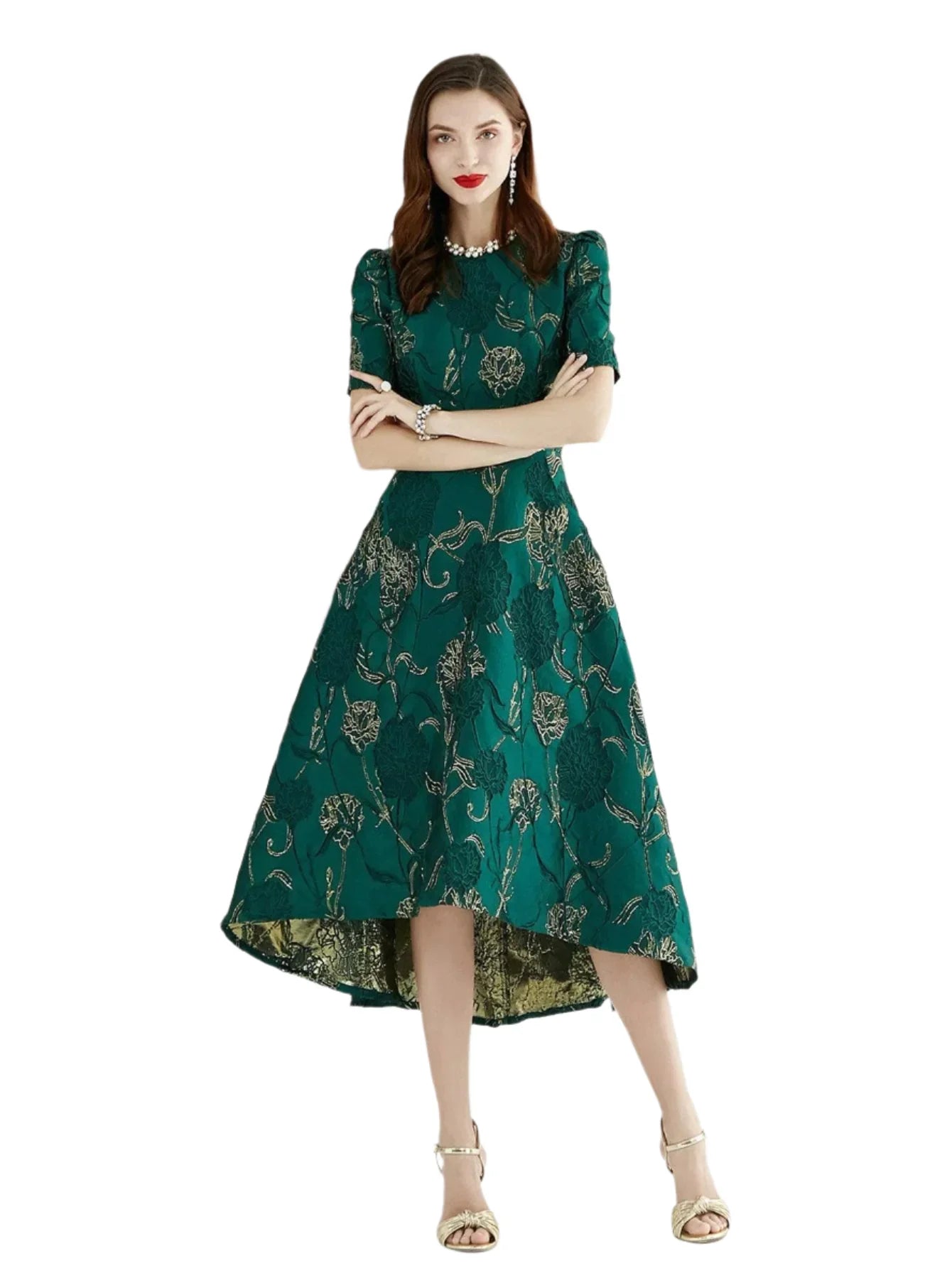 Elegant Boho Floral Long Evening Dress – Chic A-Line Gown -Guocali