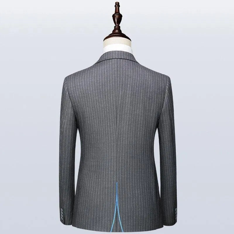 Elegant, Chic, Professional Men’s Suit - Striped Single-Breasted