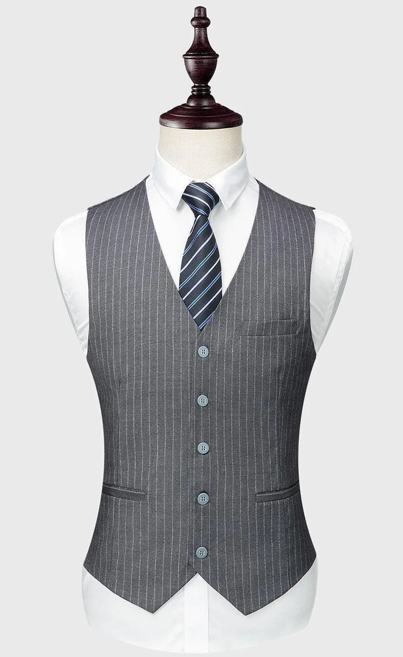 Elegant, Chic, Professional Men’s Suit - Striped Single-Breasted