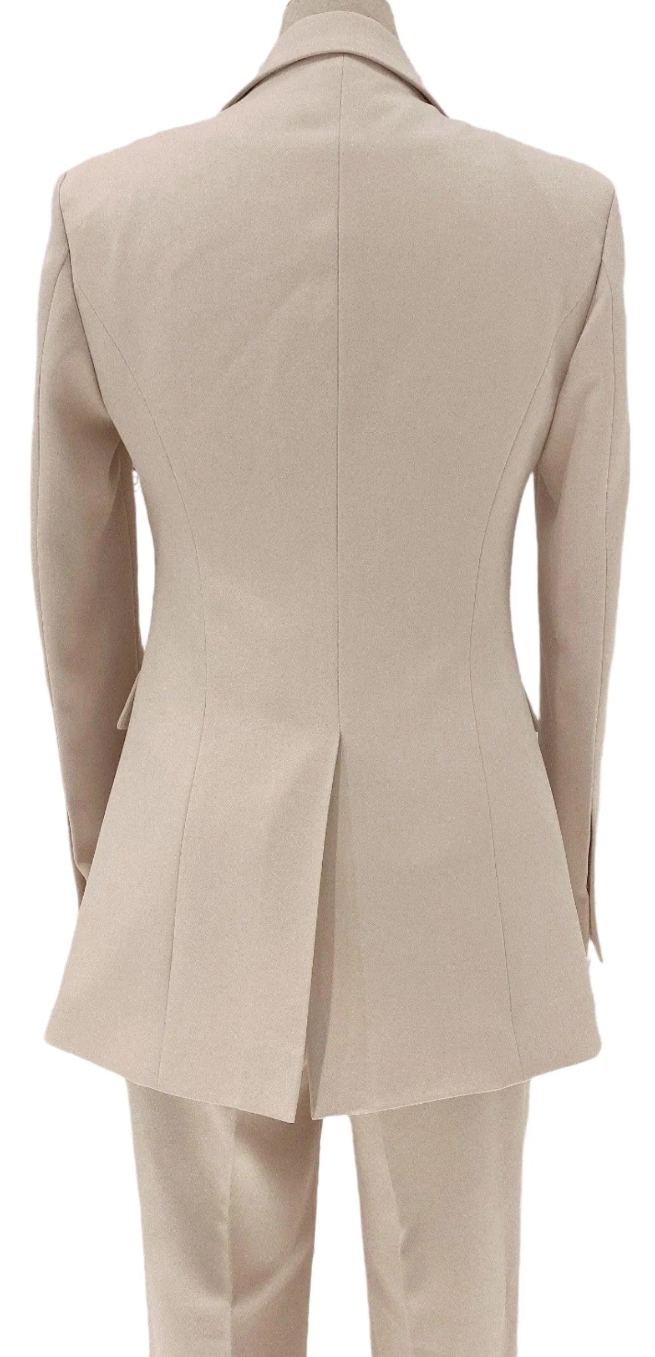 Elegant Chic Professional Women's Pant Suit - Solid Button