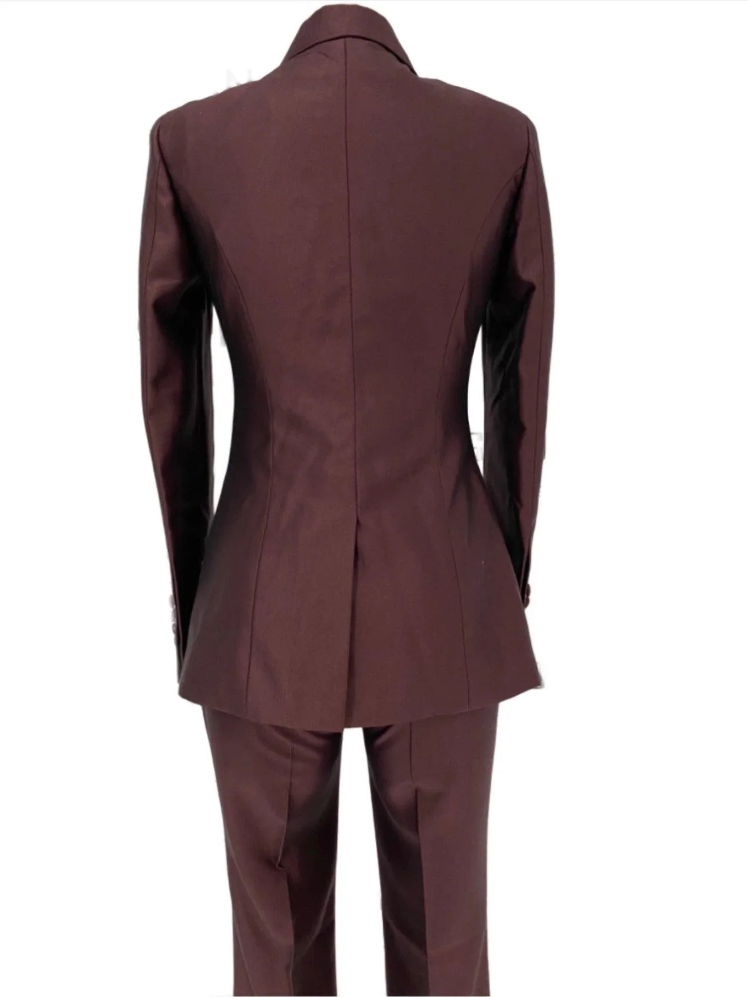 Elegant, Chic, Professional Women's Pant Suit - Solid Double-Breasted