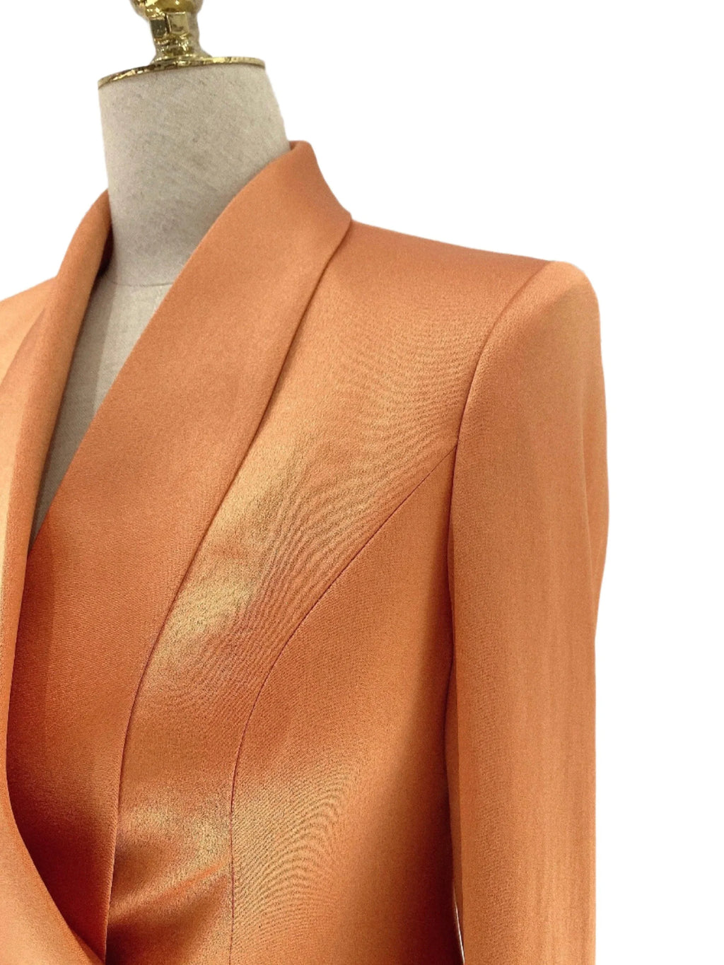 Elegant Chic Professional Women's Pant Suit - Solid Double-Breasted - Orange