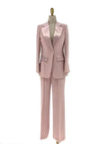 Elegant Chic Women's Pant Suit - Solid One-Button