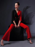 Elegant Chic Women's Pant Suit - Solid Zipper, Black