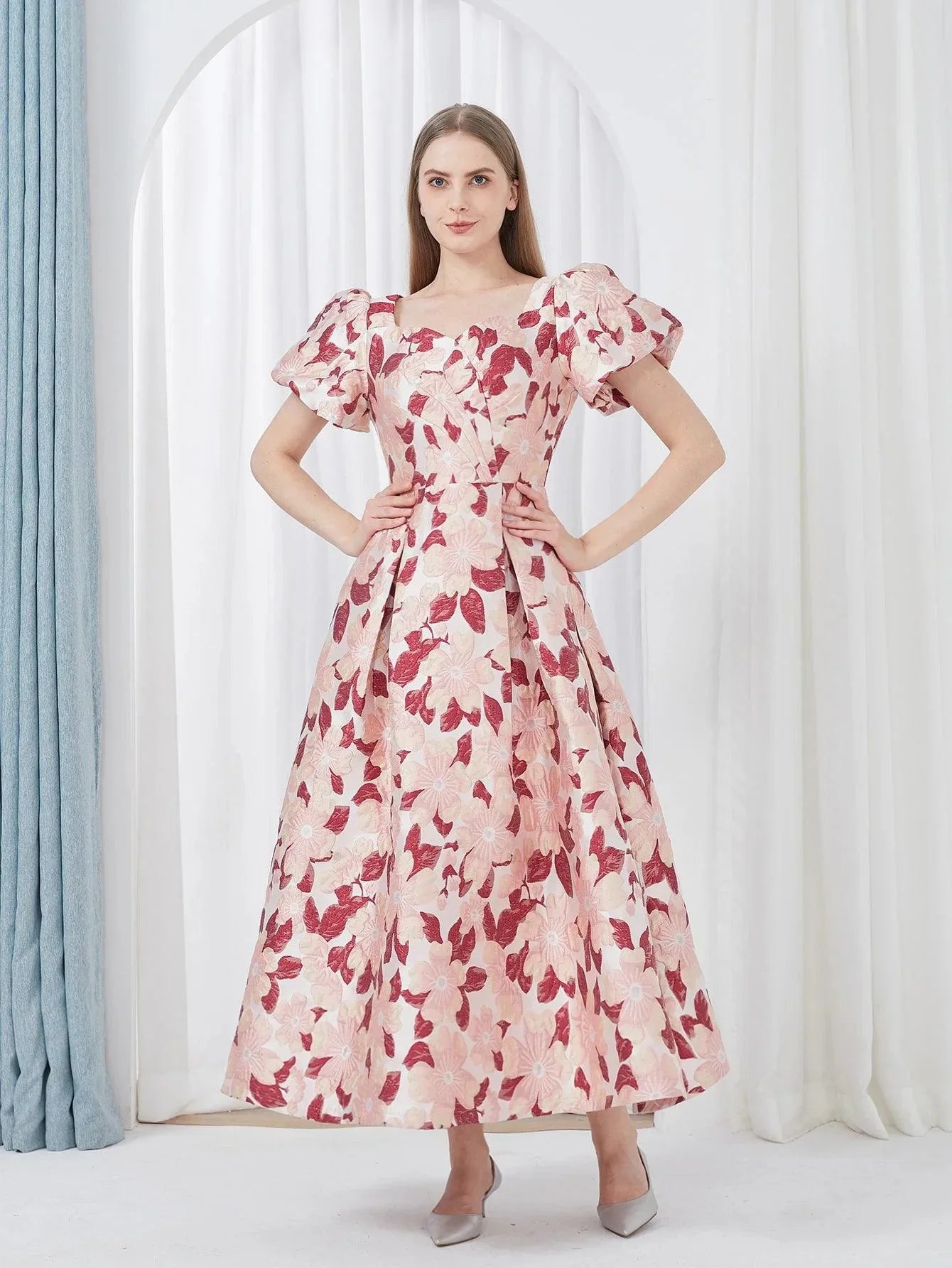 Elegant Embroidery Jacquard Long Prom Dress -Guocali