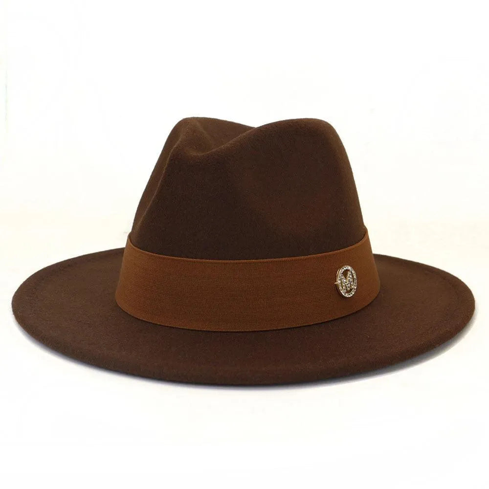 Elegant brown fedora hat for women with a wide brim and band, GUOCALI luxury accessory