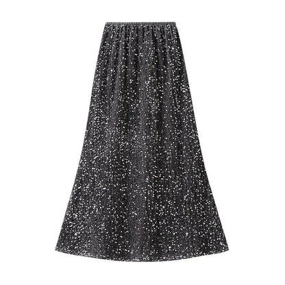 Elegant Fishtail Sequin Skirt Fairy Wind Corduroy -Guocali
