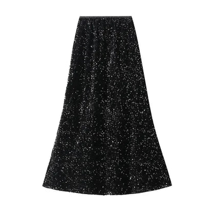 Elegant Fishtail Sequin Skirt Fairy Wind Corduroy -Guocali