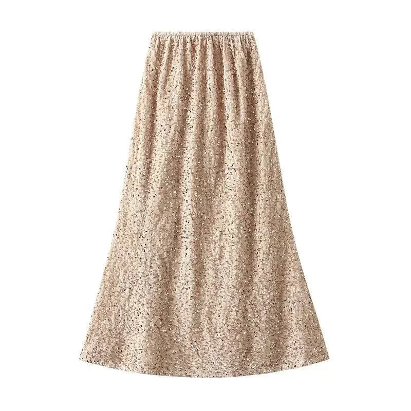 Elegant Fishtail Sequin Skirt Fairy Wind Corduroy -Guocali