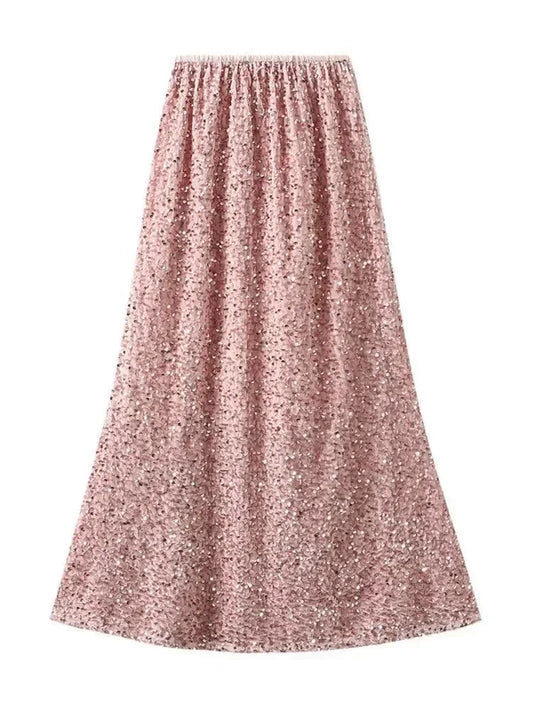 Elegant Fishtail Sequin Skirt Fairy Wind Corduroy -Guocali