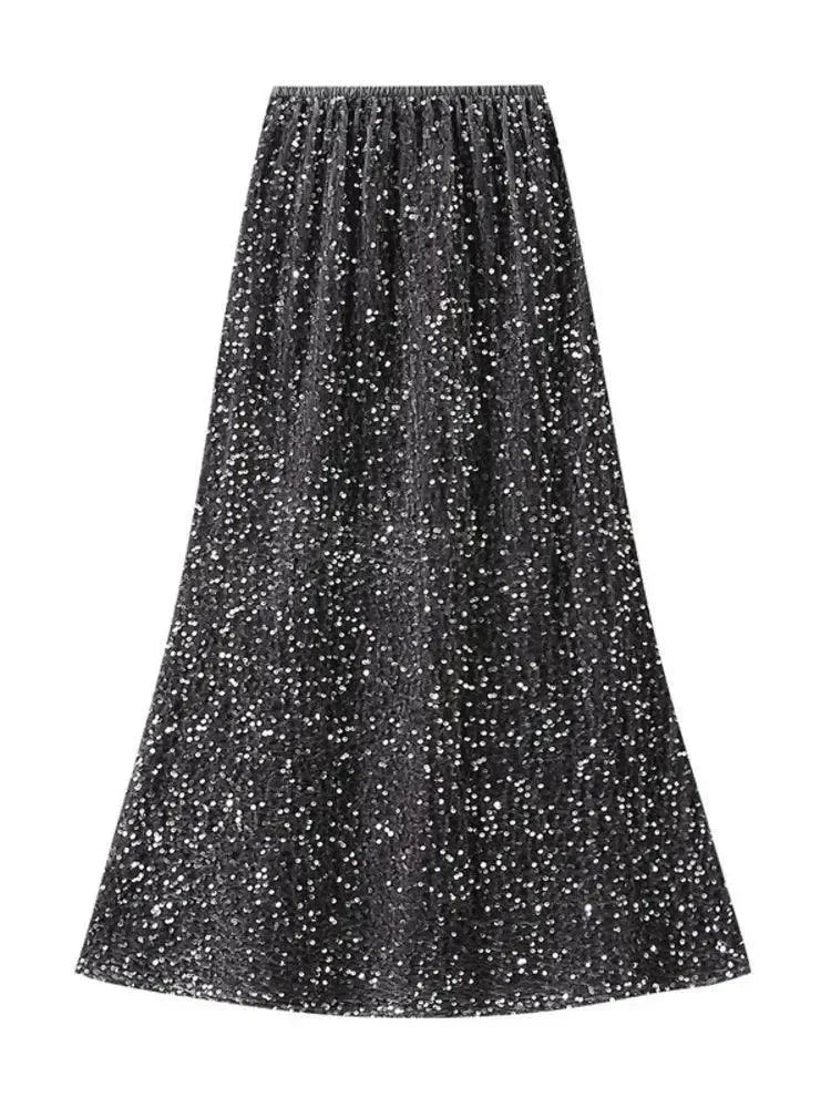 Elegant Fishtail Sequin Skirt Fairy Wind Corduroy -Guocali