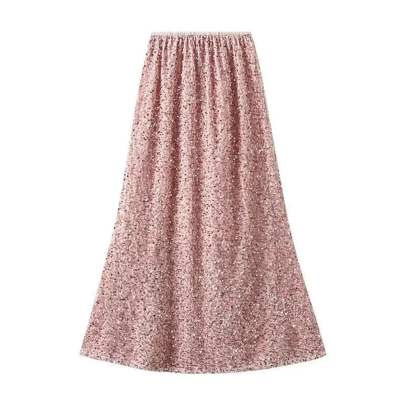 Elegant Fishtail Sequin Skirt Fairy Wind Corduroy -Guocali