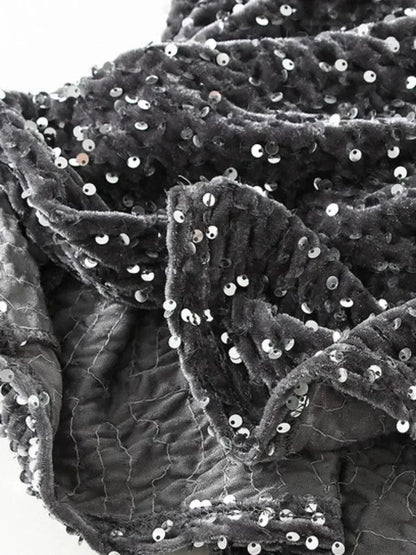 Elegant Fishtail Sequin Skirt Fairy Wind Corduroy -Guocali