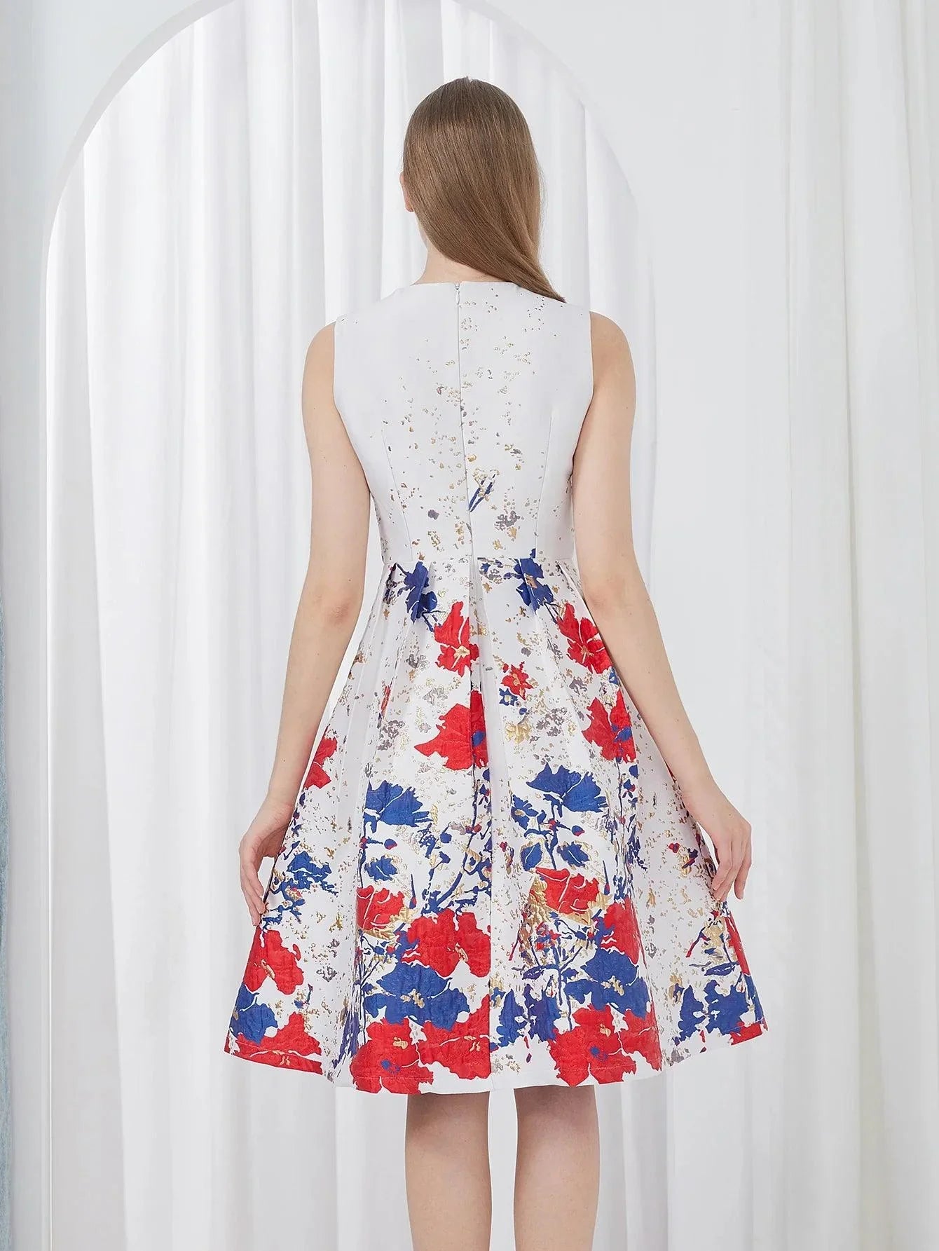 Elegant Flower Jacquard Party Dress -Guocali