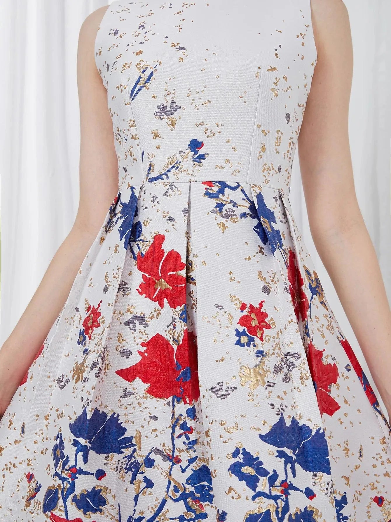 Elegant Flower Jacquard Party Dress -Guocali