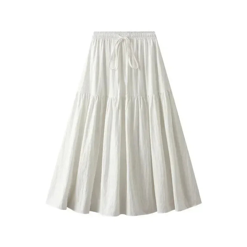 Elegant Lace-Up Elastic Pleated Skirt -Guocali