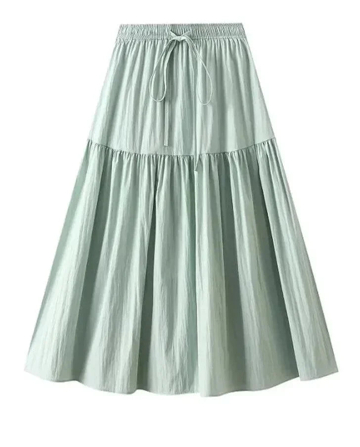 Elegant Lace-Up Elastic Pleated Skirt -Guocali