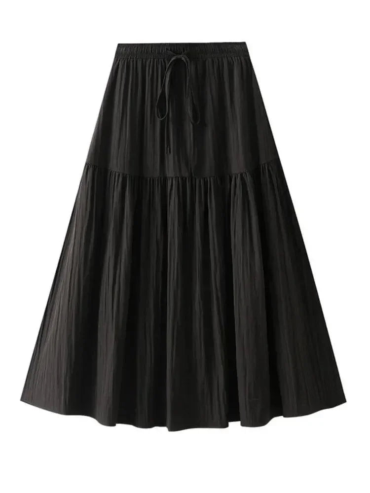 Elegant Lace-Up Elastic Pleated Skirt -Guocali