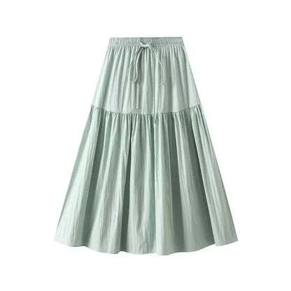 Elegant Lace-Up Elastic Pleated Skirt -Guocali