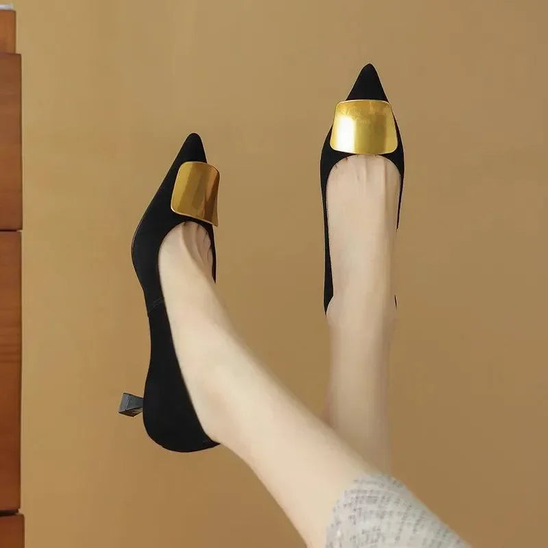 Elegant Leather Low Heel Women Pumps -Guocali